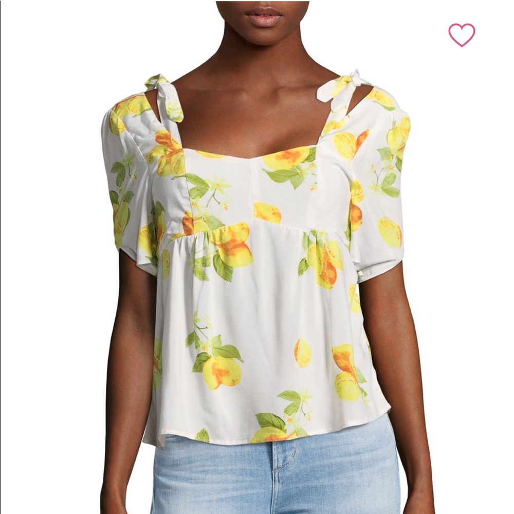 NWT Saks Fifth Ave Lemon 🍋 cold shoulder Top XS